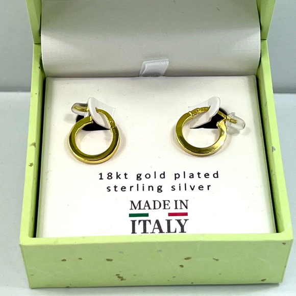 Mia Fiore Jewelry - MÍA FIORE 💯FLAT HOOPE EARRINGS, GOLD COLOR, STERLING SILVER, 18KT GOLD PLATED